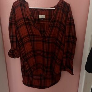 Universal Thread Red and Black Plaid Blouse